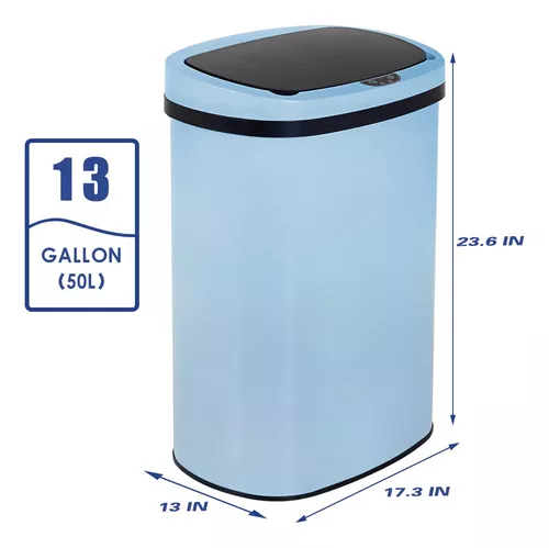 Cubo de basura de acero inoxidable para cocina, baño, dormitorio, oficina,  con tapa, sensor automático, bote de basura sin tacto, 13 galones, 50 L