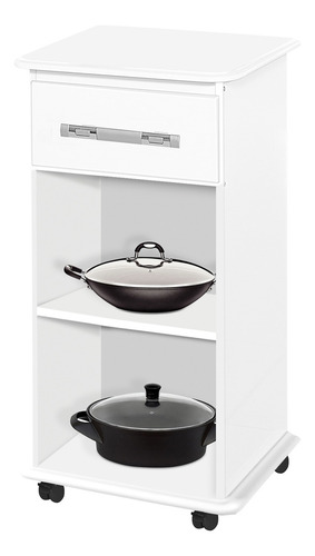 Armário Itália Multiuso Balcão Suporte P/ Bebedouro Cor Branco Tampo Tipo Marmore Em Mdp Com Rodinhas 1 Gaveta 1 Porta 1 Prateleira Interna Bazar Info & Home