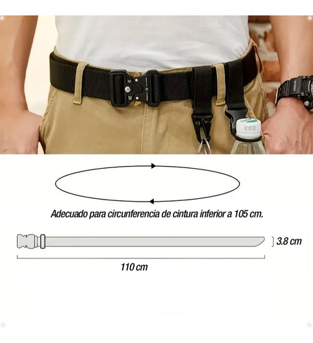 Cinturón Táctico Militar Hebilla Regulable Ajuste Perfecto Hasta 105 Cms Color Negro - Otec