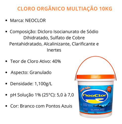 Cloro Orgânico Multiação Proteção Prolongada Eficiente 10kg