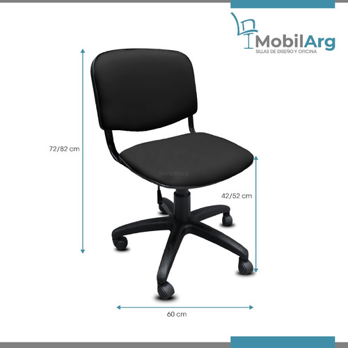 Imagen 4 de 8 de Sillón De Oficina Giratorio Neumatico Sin Brazos Tapizado Tela O Ecocuero - Soportan 120 Kg + Envio Gratis