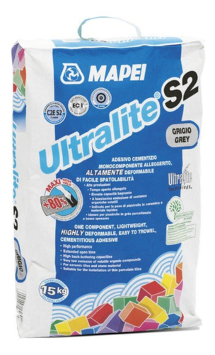 Ultralite S2 Gris Pegamento Adhesivo Cementicio 15kg Mapei