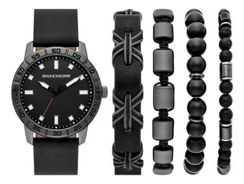 Set De Reloj Hombre Skechers Sr9128 De Poliuretano Negro