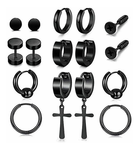 Pack 8 Pares Aretes Hombre Con Piercing, Arracadas 