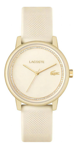 Reloj Lacoste Mujer 12.12 Go Silicona Dorado 2001288 Color De La Malla Beige
