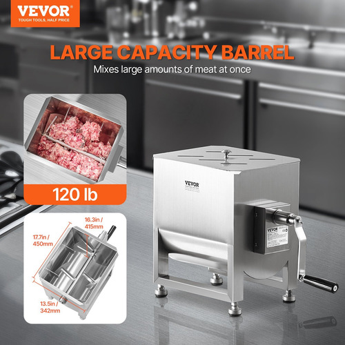 Mezclador Fijo Manual 120l Carnes Embutido Engranajes Bx60