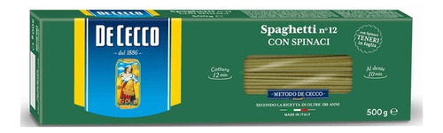 Fideos De Cecco Spaghetti Nº 12 Con Espinaca 500 Gr. Italia