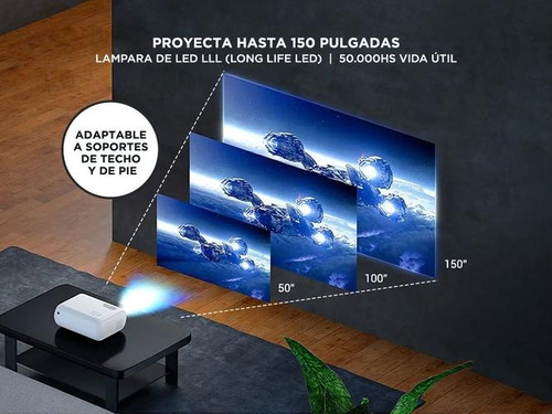 Mini Proyector Wifi Portatil 3000lumenesfull Hd Gadnicblanco Blanco