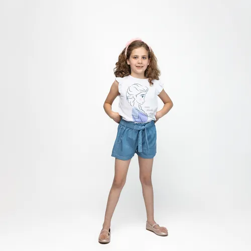 Short Niña Elsa Frozen Celeste Disney