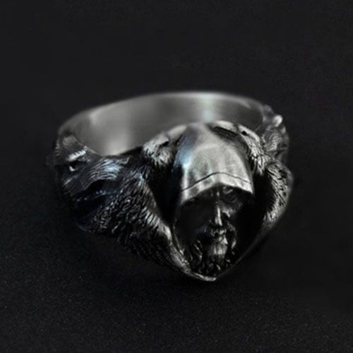 Anillo De Plata De Cuervo De Odin De Mitología Nórdica Para