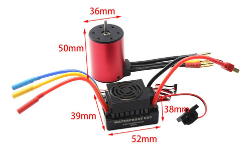 Motor Sin Escobillas Con 60a Esc 4 Polos Para 1/10 Rc 3100kv