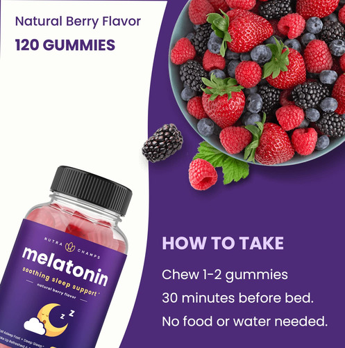 Gomitas De Melatonina Nutrachamps Para Dormir, Paquete De 2,