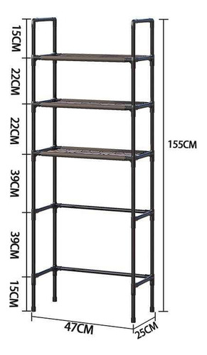 Rack Organizador Estante Inodoro Lavarropas 3 Pisos Negro