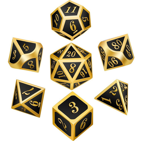 Juego De Dados Metal Poliedral 7pcs Para Dungeons Y Dragons