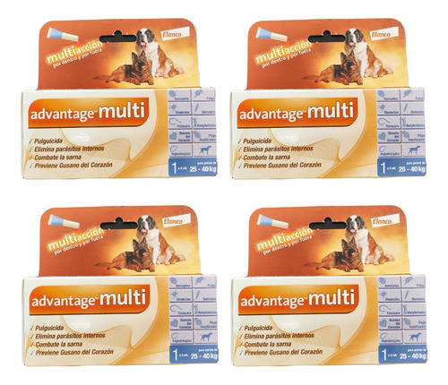 Advantage Multi Para Perro De 25 A 40 Kg *** 4 P Z A S *** Color Azul