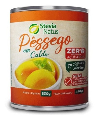 Kit 3 Pêssego Em Calda Zero Açúcar 830g - Stevia Natus