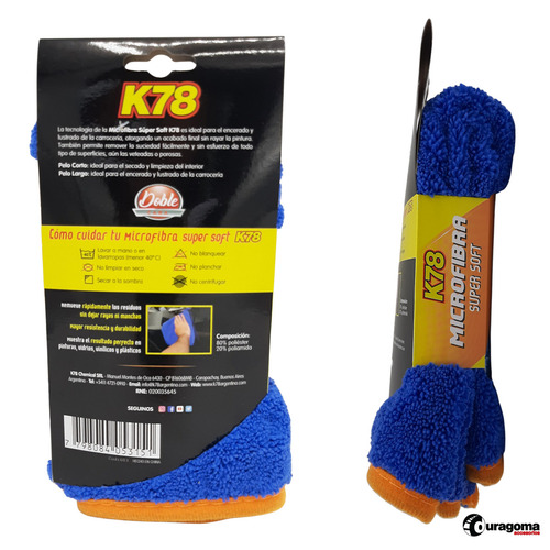 Paño De Microfibra K78 Super Soft 60x40cm Doble Cara Lustrar