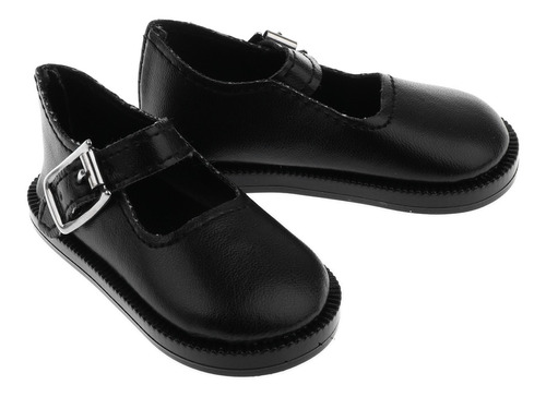 Par de negro uniforme ropa tobillo cinturón pu zapatos de piel para 1/3 bjd