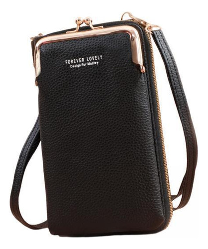 2 Bolso Bandolera Para Teléfono Móvil Monedero Negro