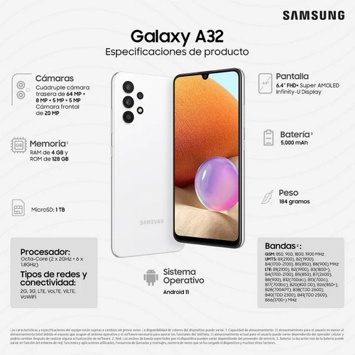 Celular Samsung Galaxy A32 128gb Blanco 4gb Ram (Usado)