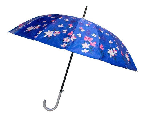 Paraguas Sombrilla Clásica Semiautomática Plegable De Bastón Color Azul