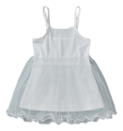 Vestido De Malla Blanca Elástica Para Niñas Nuevas De Verano