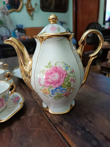 Conjunto Antigo Porcelana Mauá Folhado Ouro Café, Chá E Bolo (Usado)