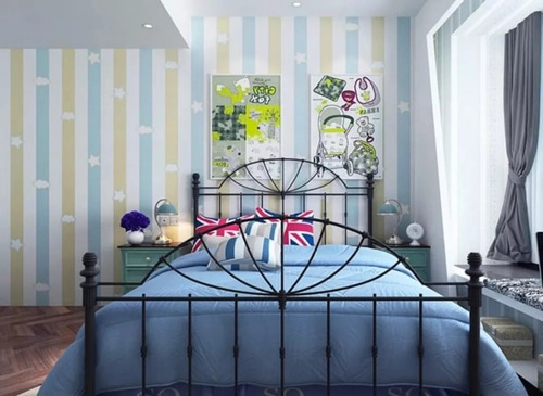 Papel Mural Autoadhesivo Estrellas Blanco Celeste Celeste