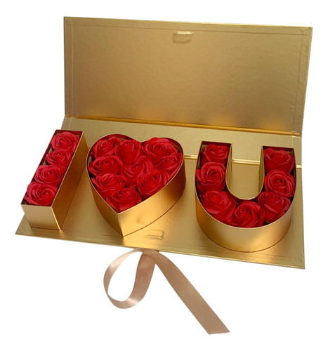 Letras Rellenables Caja De Regalo De Flores Vacía Dorado