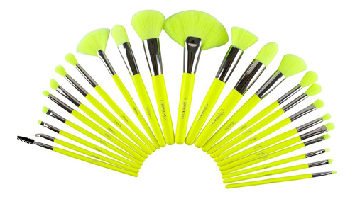 Set de 24 brochas de maquillaje Beauty Creations The Neon yellow