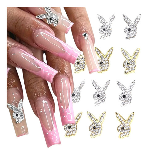 Dijes Uñas Conejito Play Boy X6 / Strass Uñas Esculpidas