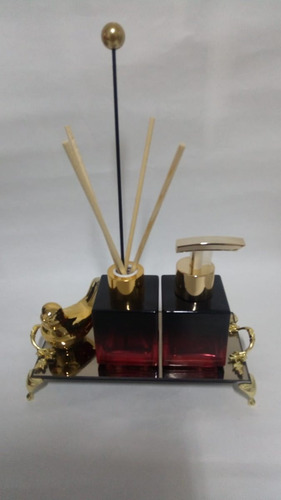 Imagem 5 de 10 de 20 Kit Lavabo Banheiro Saboneteira Difusor Bandeija Luxo 06