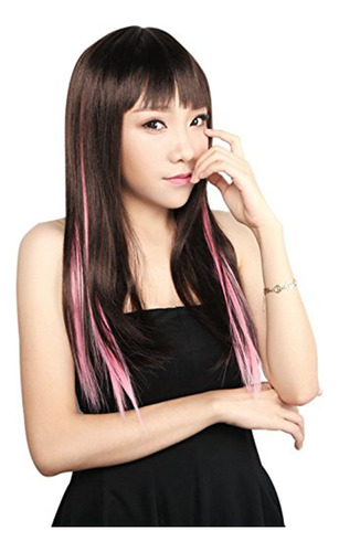 10 Extensiones De Cabello Sintéticas Con Resaltes De Colores