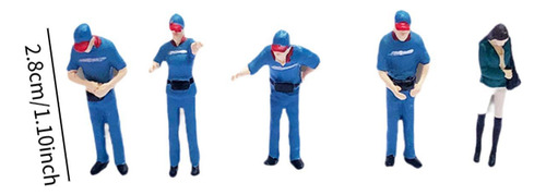5 Modelos De Personas En Escala 1/64, Figuras Conjunto Azul