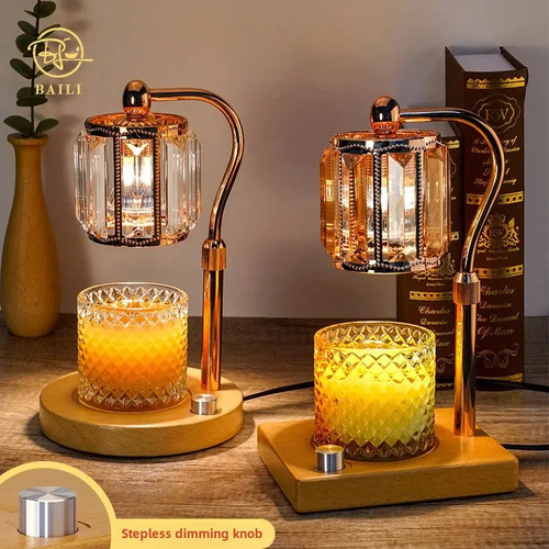 Lámpara De Madera Clara Con Vetas De Madera Y Cristal, De Ho