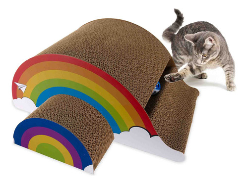Rascador Ke Woow Premium Tipo Escalera Y Juguete Para Gato Color Arcoiris