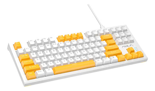Teclado mecânico Aula Tkl F3032 branco com laranja (vermelho vermelho) Idioma Inglês EUA