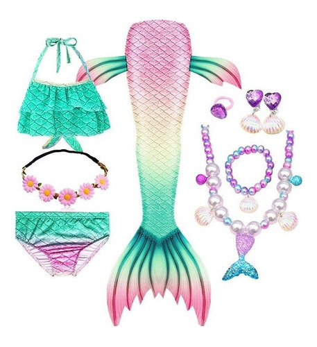 Kit De Cola De Sirena Con Bikini Sin Monoaleta De Niños