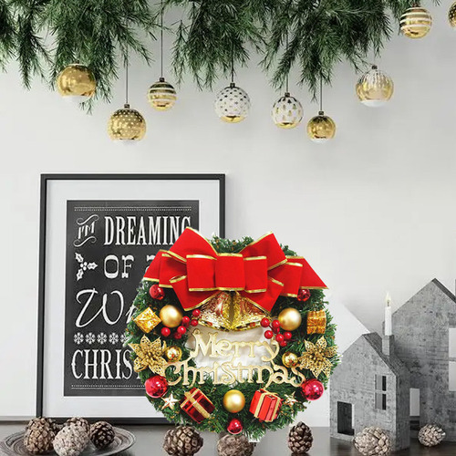 / Exquisita Decoración De Puerta Con Corona Navideña. 2023