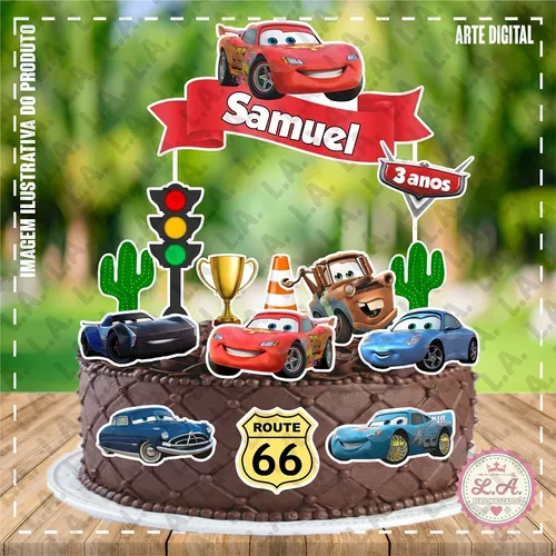 Topo de Bolo Personalizado, Tema: Carros