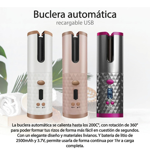 Buclera Rizador Inalámbrico Eléctrico Batería Automático