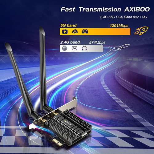 Edup Pci-e Wifi 6 Tarjeta De Red Ax1800mbps Bluetooth 5.2...