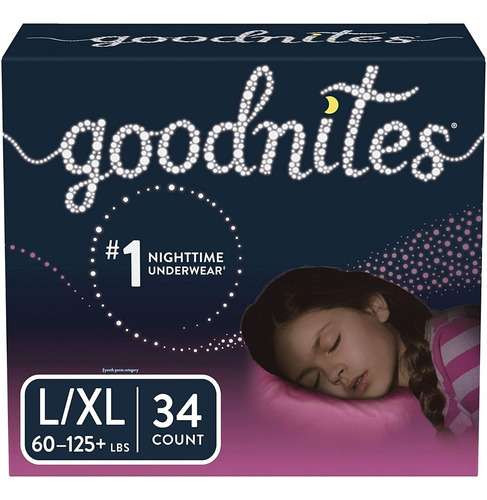 Goodnites Bedtime Bedwetting Ropa Interior Para Niñas, L-xl,