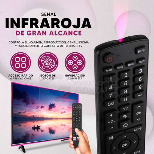 Control Remoto Compatible Con Pantalla Hisense En3v39h Botón Directo Para Youtube Y Netflix + Pilas