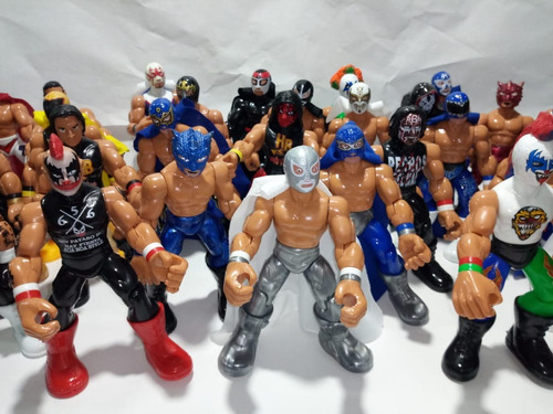 Ring Jaula Lucha Libre + 6 Luchadores Patones + 4 Cinturones
