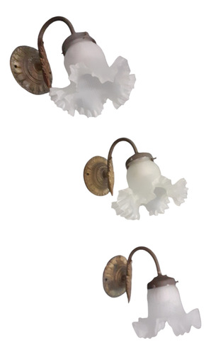 3 Lámparas Apliques Bronce Tulipa Antiguos (Usado)