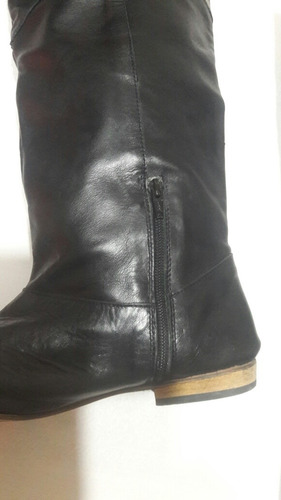 Botas Bucaneras De Cuero Negro 39