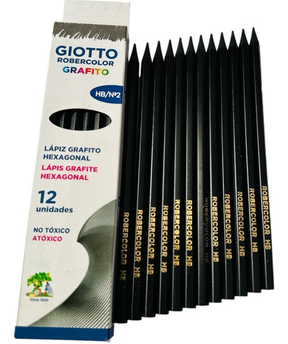 Set 12 Lápiz Grafito Giotto Robercolor Black Hb N°2 