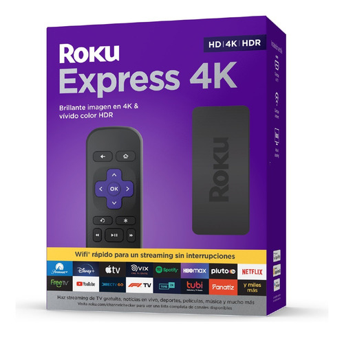 Media Streaming Roku Express 4k Color Negro Con Control Negro Estándar