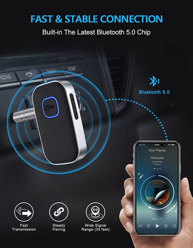 Receptor 5.0 Para Coche, Adaptador Aux Noise Cling, Música